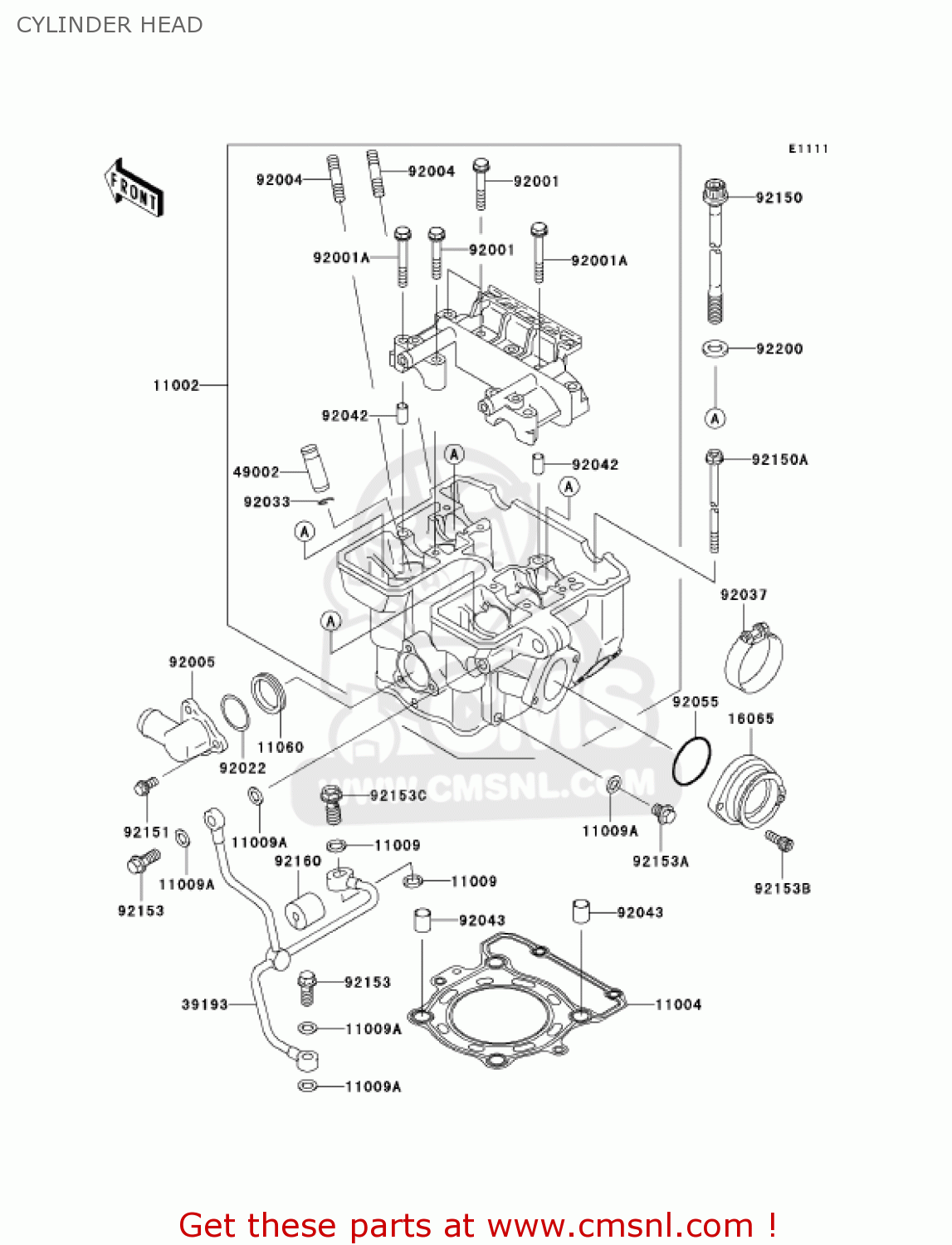 CYLINDER HEAD KLX300A7F KLX300R 2007 USA CALIFORNIA CANADA