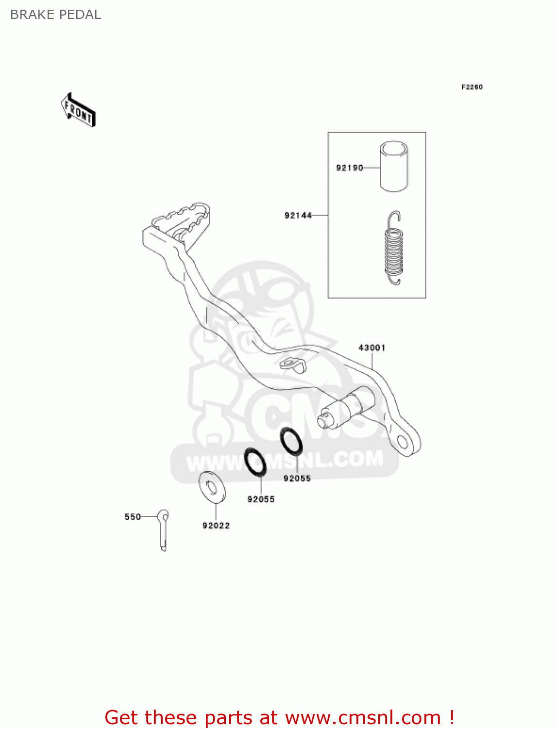 BRAKE PEDAL KLX300A7F KLX300R 2007 USA CALIFORNIA CANADA