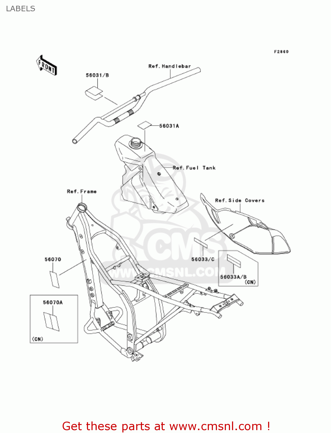 LABELS KLX300A7F KLX300R 2007 USA CALIFORNIA CANADA