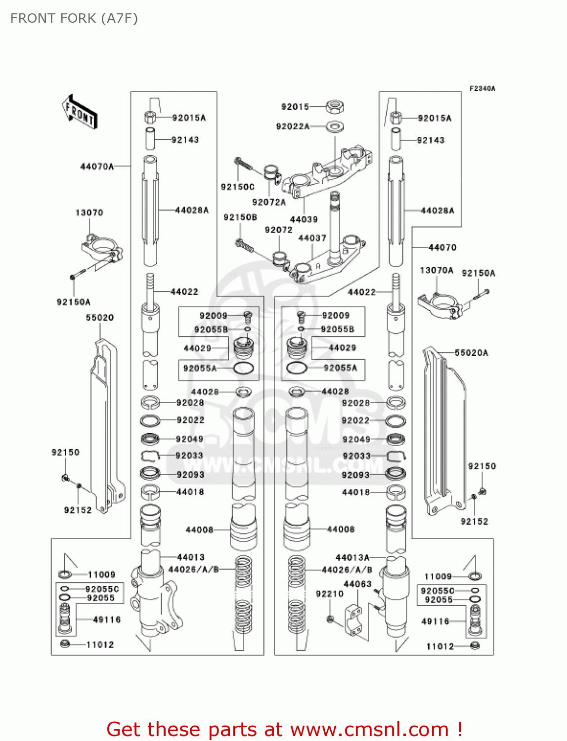 FRONT FORK (A7F) KLX300A7F KLX300R 2007 USA CALIFORNIA CANADA