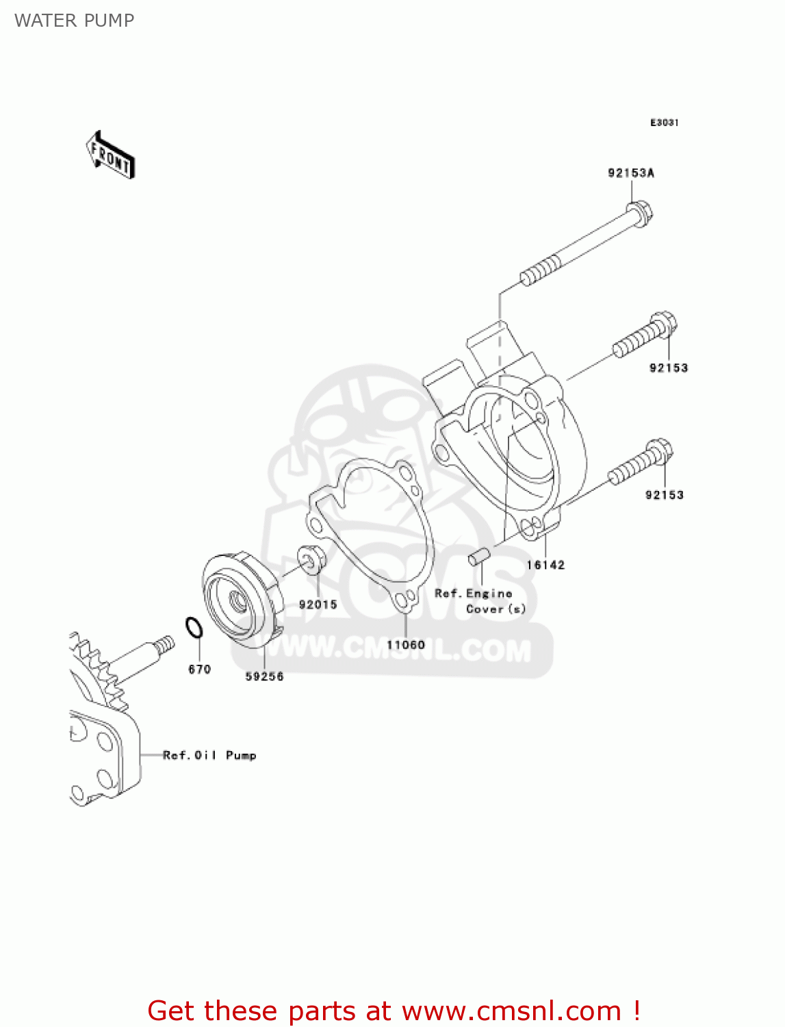 WATER PUMP KLX300A7F KLX300R 2007 USA CALIFORNIA CANADA