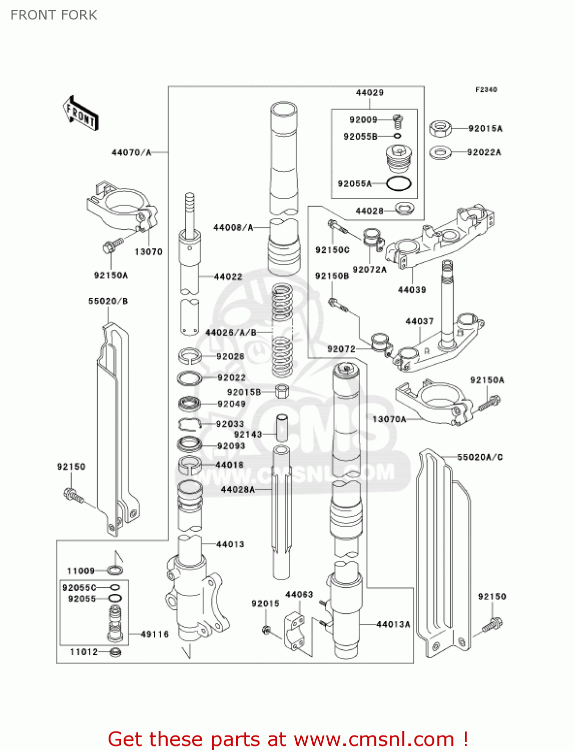 FRONT FORK KLX300A8 KLX300R 2003 USA CALIFORNIA CANADA
