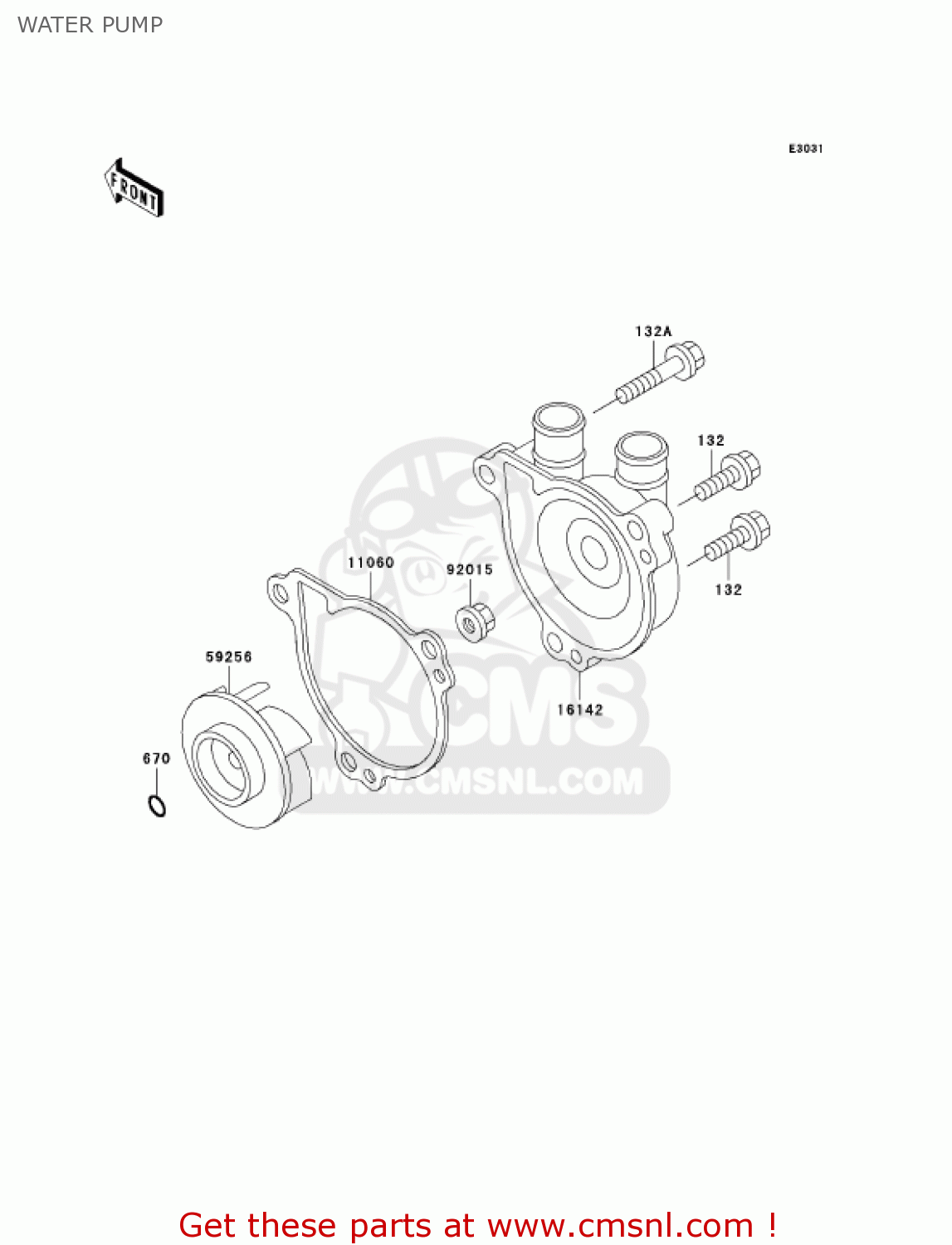 WATER PUMP KLX300A8 KLX300R 2003 USA CALIFORNIA CANADA