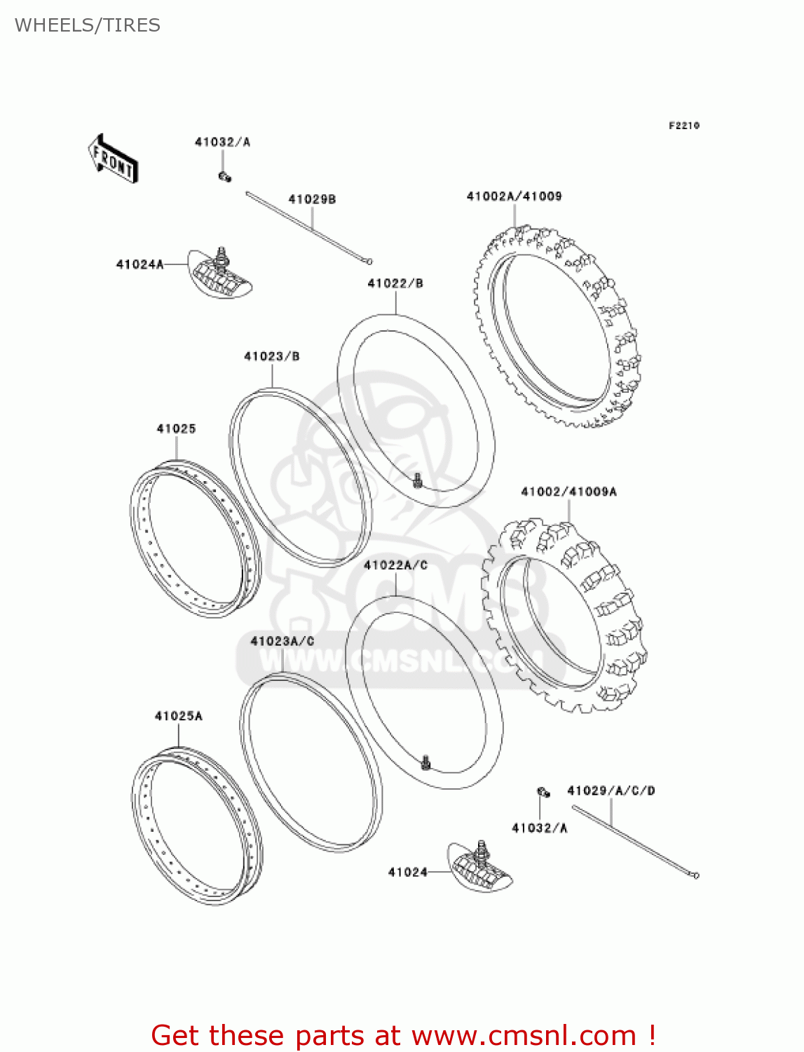 WHEELS/TIRES KLX300A8 KLX300R 2003 USA CALIFORNIA CANADA