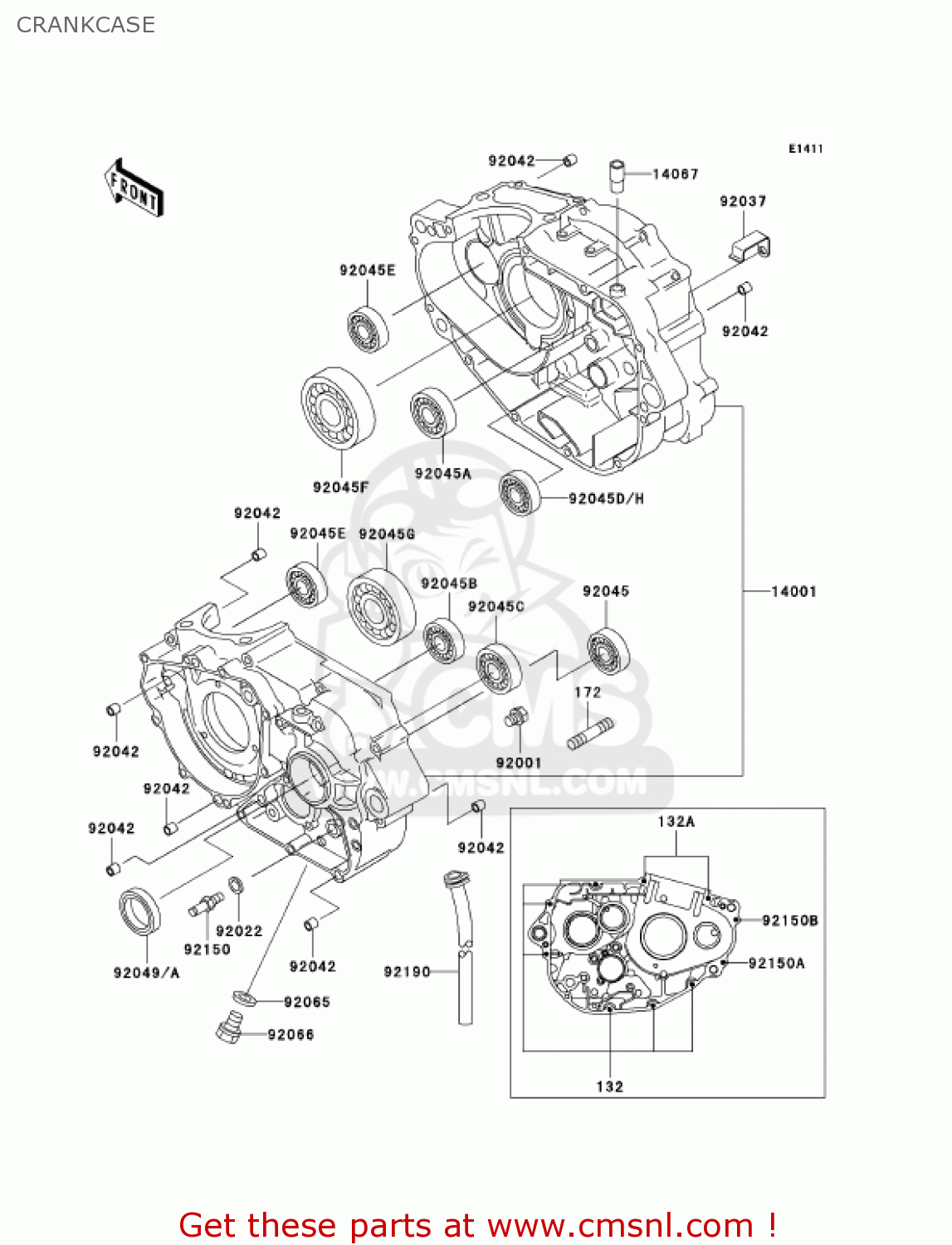 CRANKCASE KLX300A8 KLX300R 2003 USA CALIFORNIA CANADA