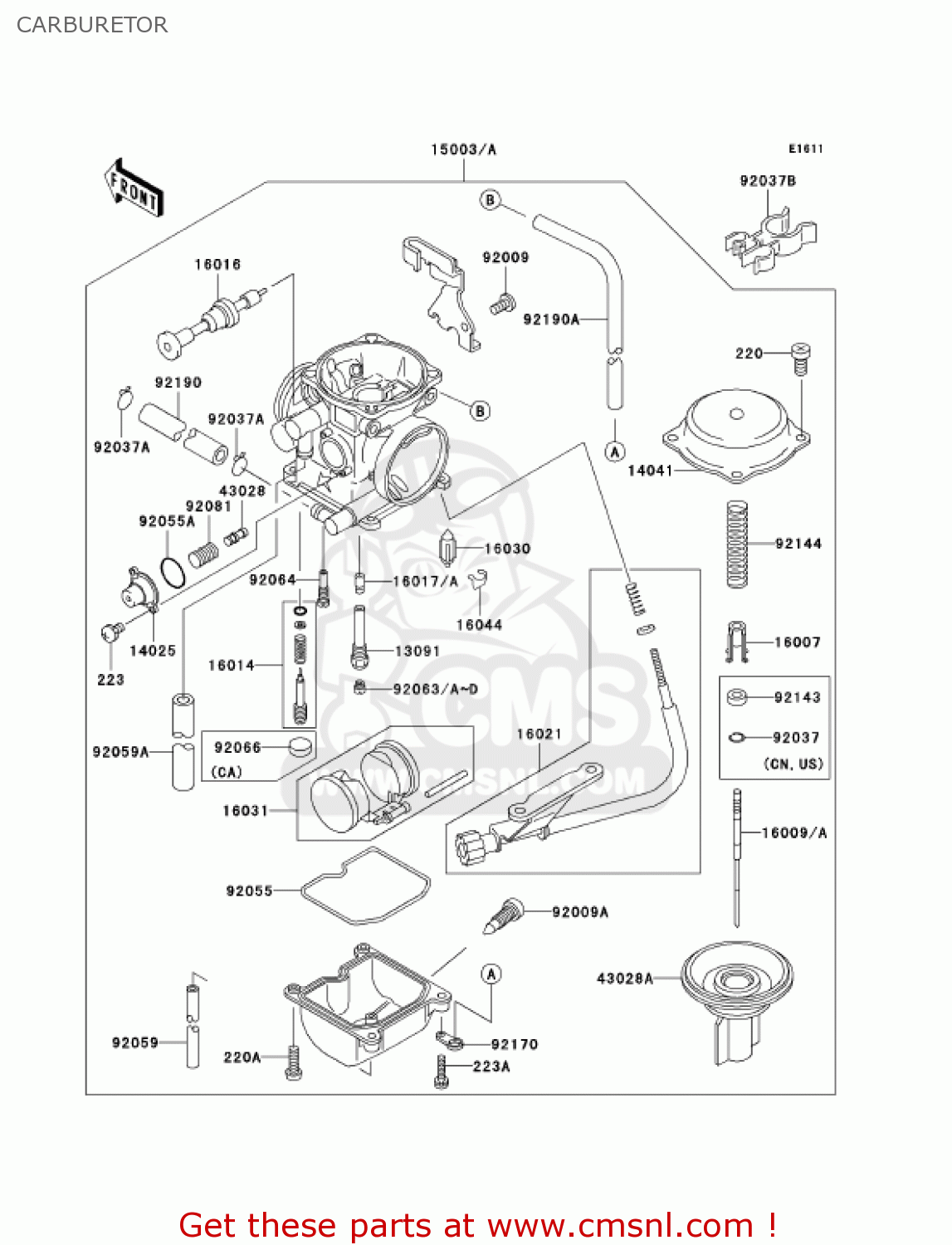 CARBURETOR KLX300A8 KLX300R 2003 USA CALIFORNIA CANADA