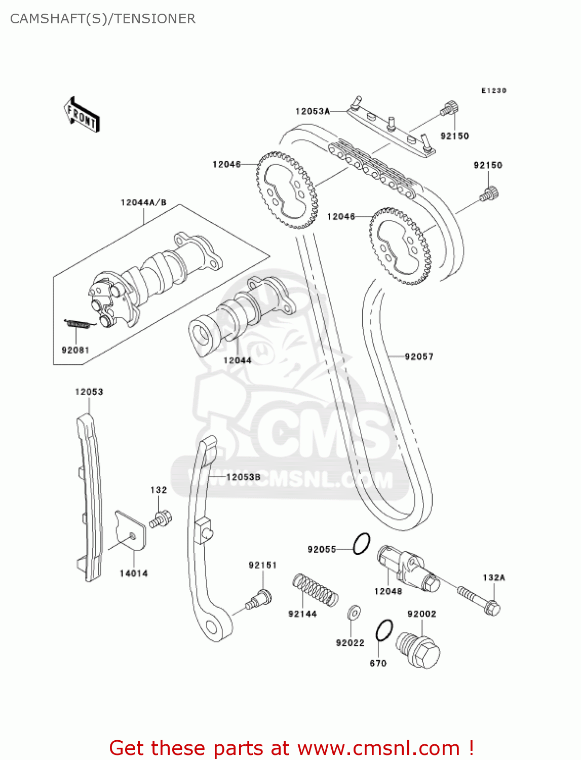 CAMSHAFT(S)/TENSIONER KLX300A8 KLX300R 2003 USA CALIFORNIA CANADA