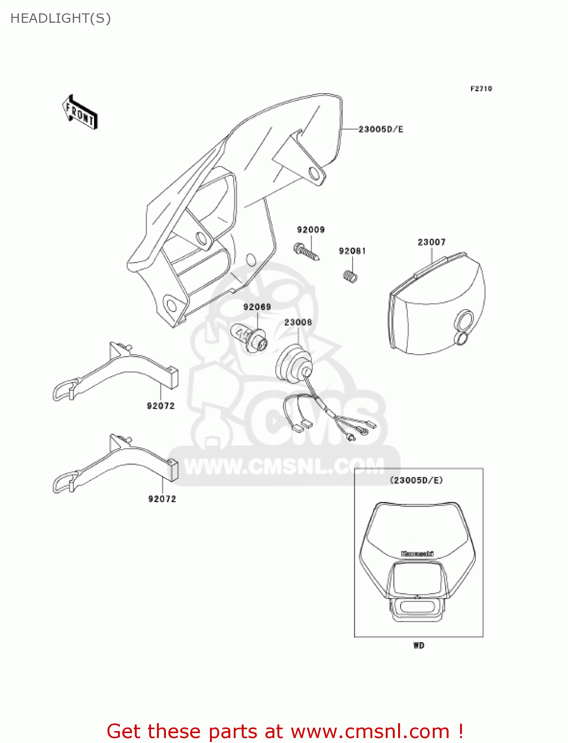 HEADLIGHT(S) KLX300A8 KLX300R 2003 USA CALIFORNIA CANADA
