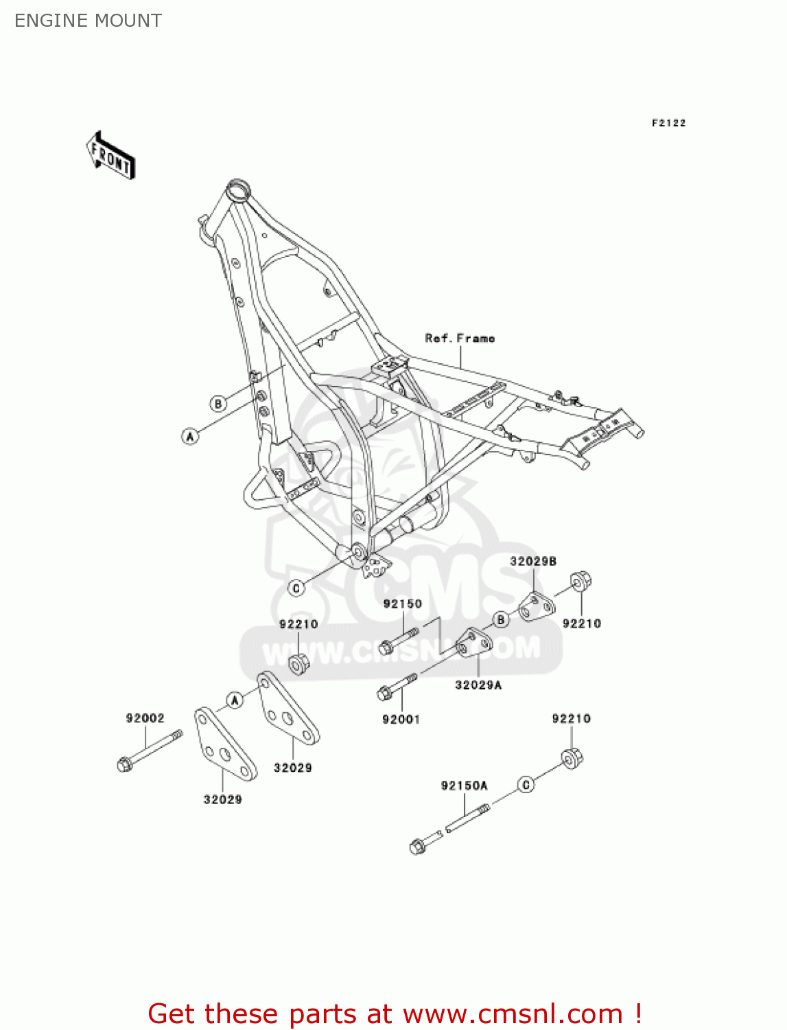 ENGINE MOUNT KLX300A8 KLX300R 2003 USA CALIFORNIA CANADA