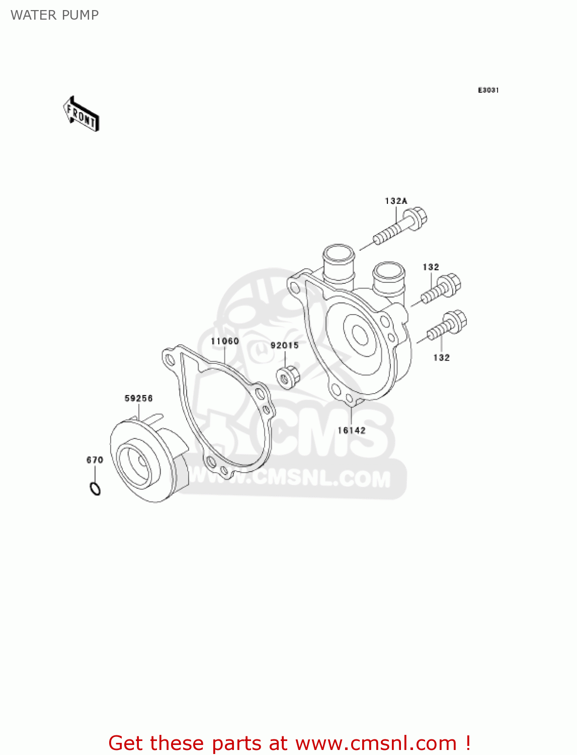 WATER PUMP KLX300A9 KLX300R 2004 USA CALIFORNIA CANADA