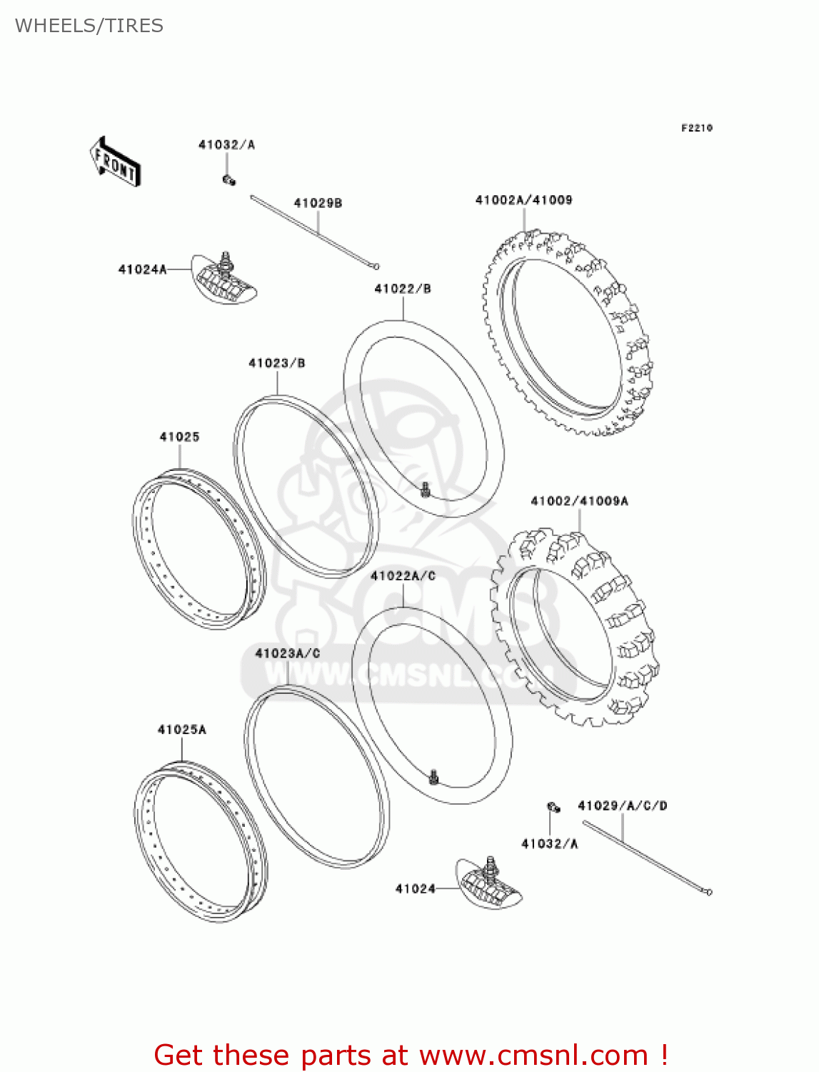 WHEELS/TIRES KLX300A9 KLX300R 2004 USA CALIFORNIA CANADA