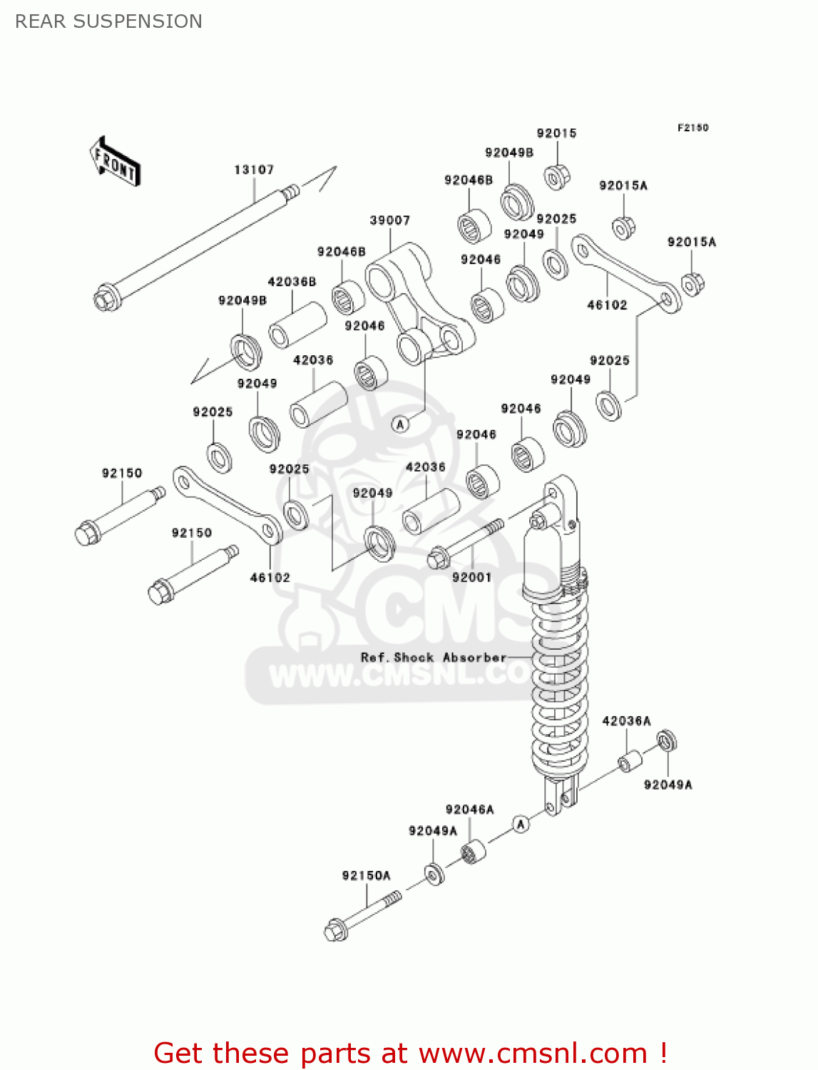 REAR SUSPENSION KLX300A9 KLX300R 2004 USA CALIFORNIA CANADA