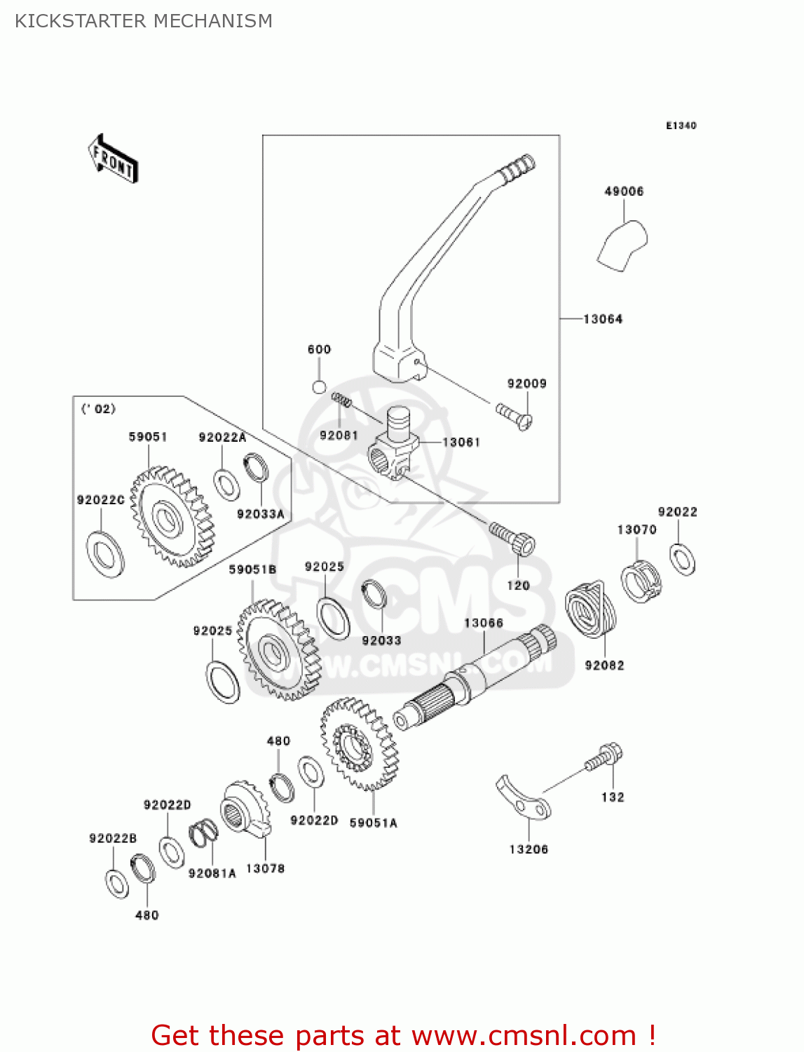KICKSTARTER MECHANISM KLX300A9 KLX300R 2004 USA CALIFORNIA CANADA