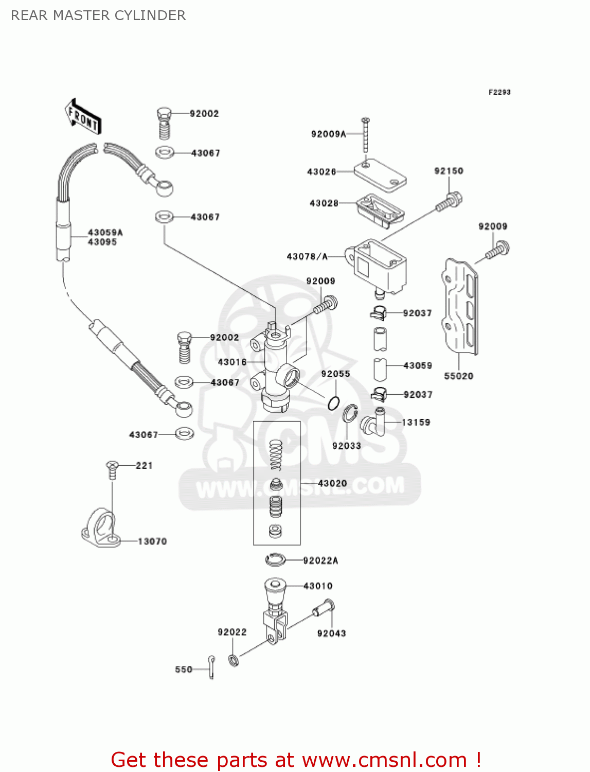 REAR MASTER CYLINDER KLX300A9 KLX300R 2004 USA CALIFORNIA CANADA