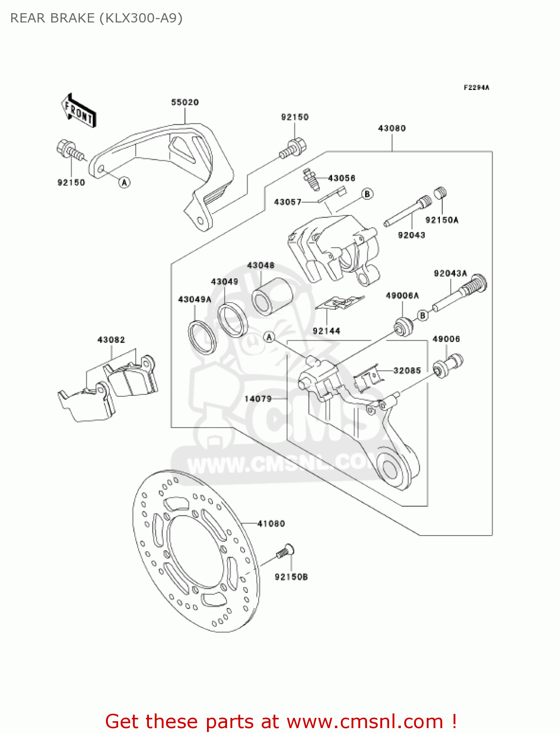 REAR BRAKE (KLX300-A9) KLX300A9 KLX300R 2004 USA CALIFORNIA CANADA
