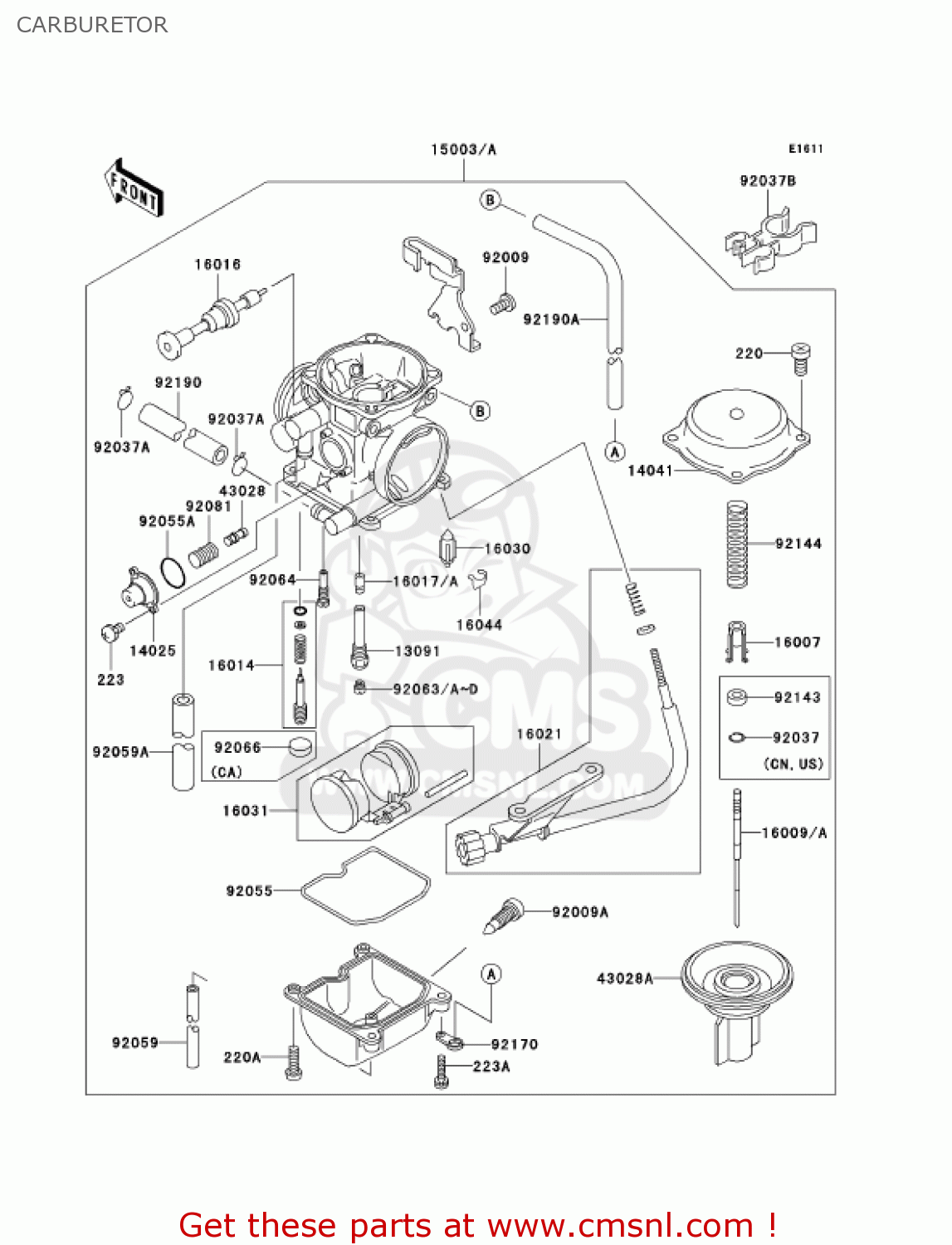 CARBURETOR KLX300A9 KLX300R 2004 USA CALIFORNIA CANADA