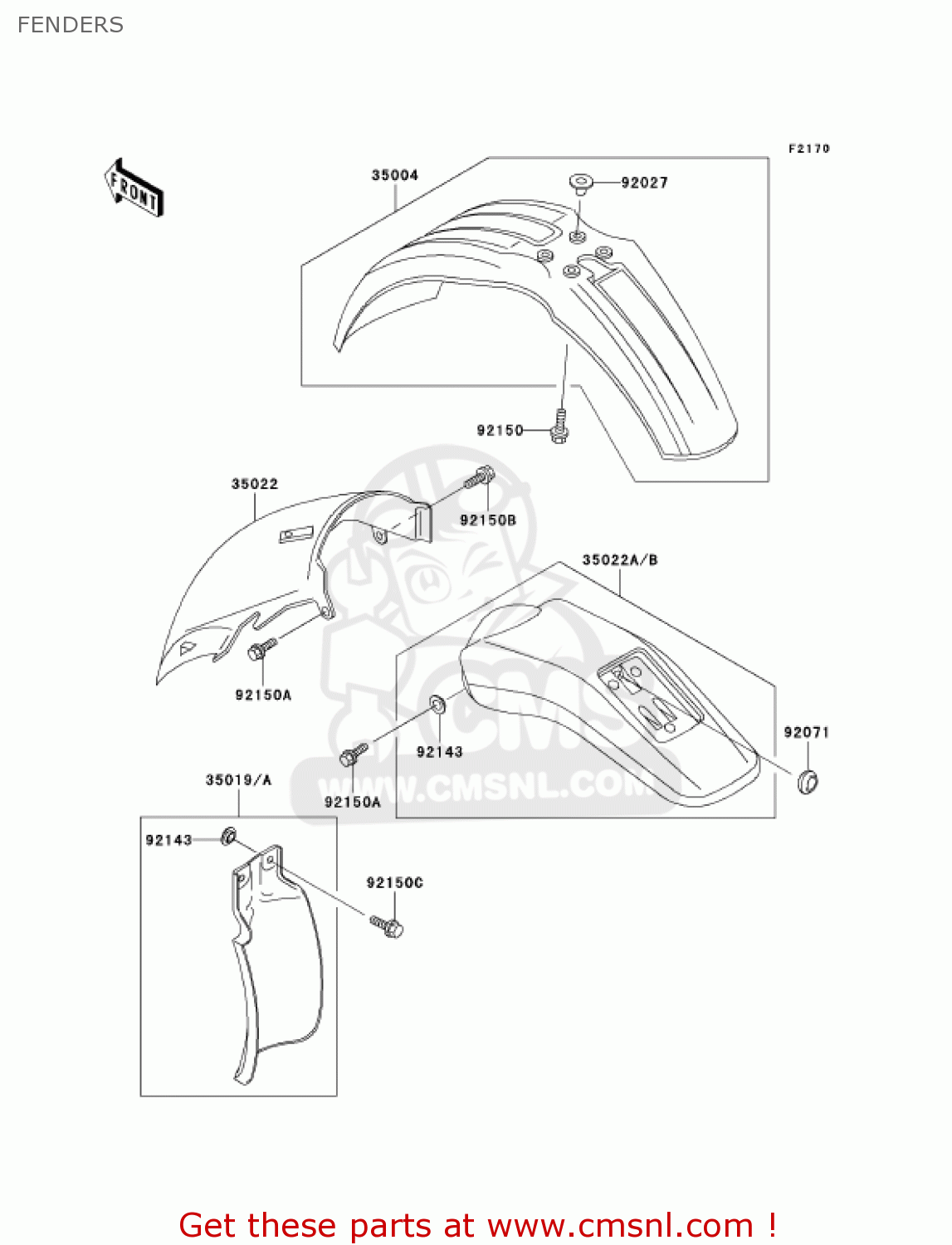 FENDERS KLX300A9 KLX300R 2004 USA CALIFORNIA CANADA