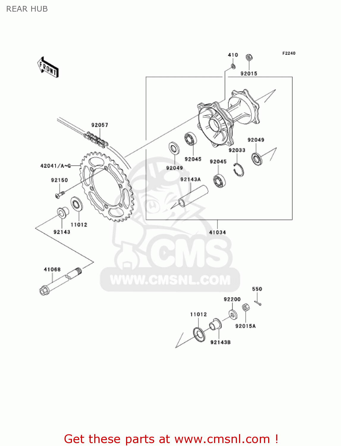 REAR HUB KLX300A9 KLX300R 2004 USA CALIFORNIA CANADA