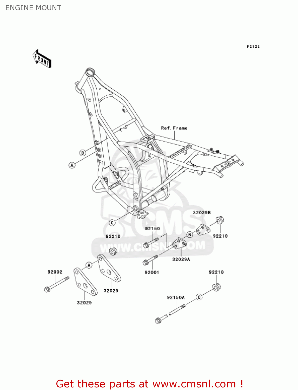 ENGINE MOUNT KLX300A9 KLX300R 2004 USA CALIFORNIA CANADA