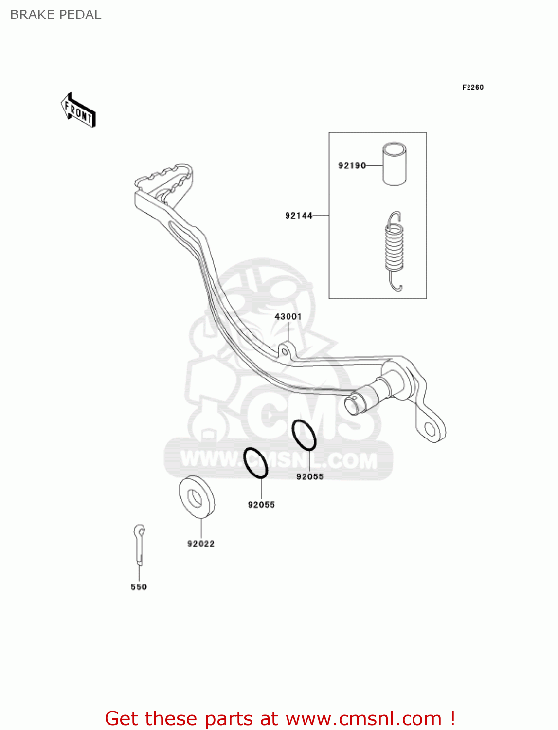 BRAKE PEDAL KLX300A9 KLX300R 2004 USA CALIFORNIA CANADA
