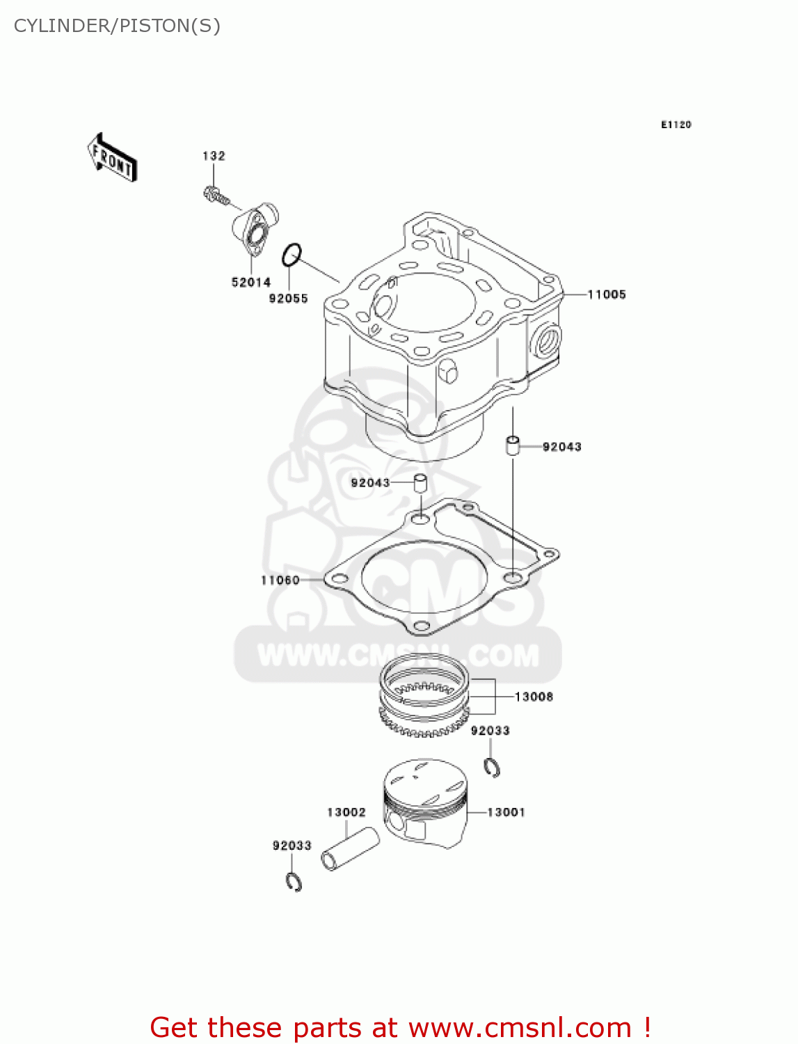 CYLINDER/PISTON(S) KLX300A9 KLX300R 2004 USA CALIFORNIA CANADA