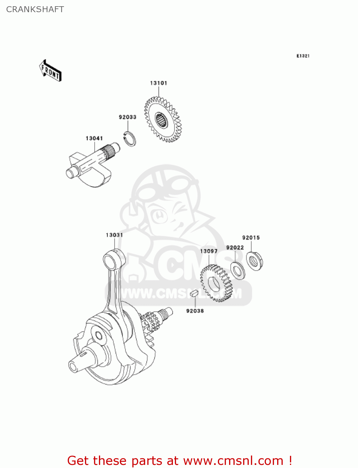 CRANKSHAFT KLX300A9 KLX300R 2004 USA CALIFORNIA CANADA