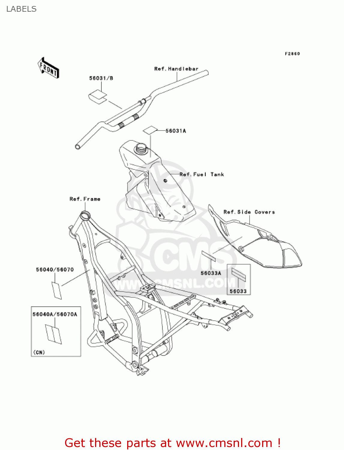 LABELS KLX300A9 KLX300R 2004 USA CALIFORNIA CANADA