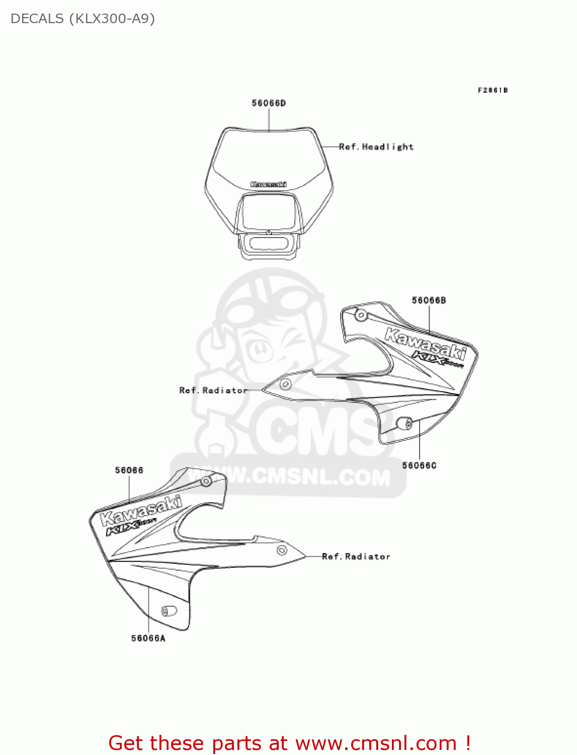 DECALS (KLX300-A9) KLX300A9 KLX300R 2004 USA CALIFORNIA CANADA