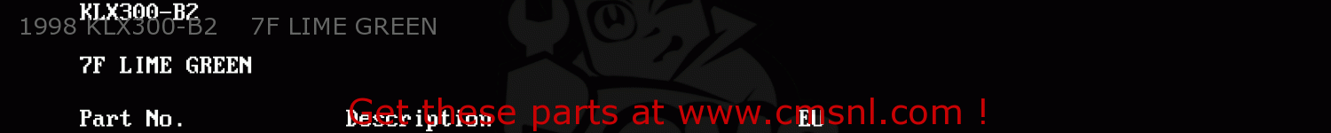 1998 KLX300-B2    7F LIME GREEN KLX300B2 KLX300R 1998 EUROPE