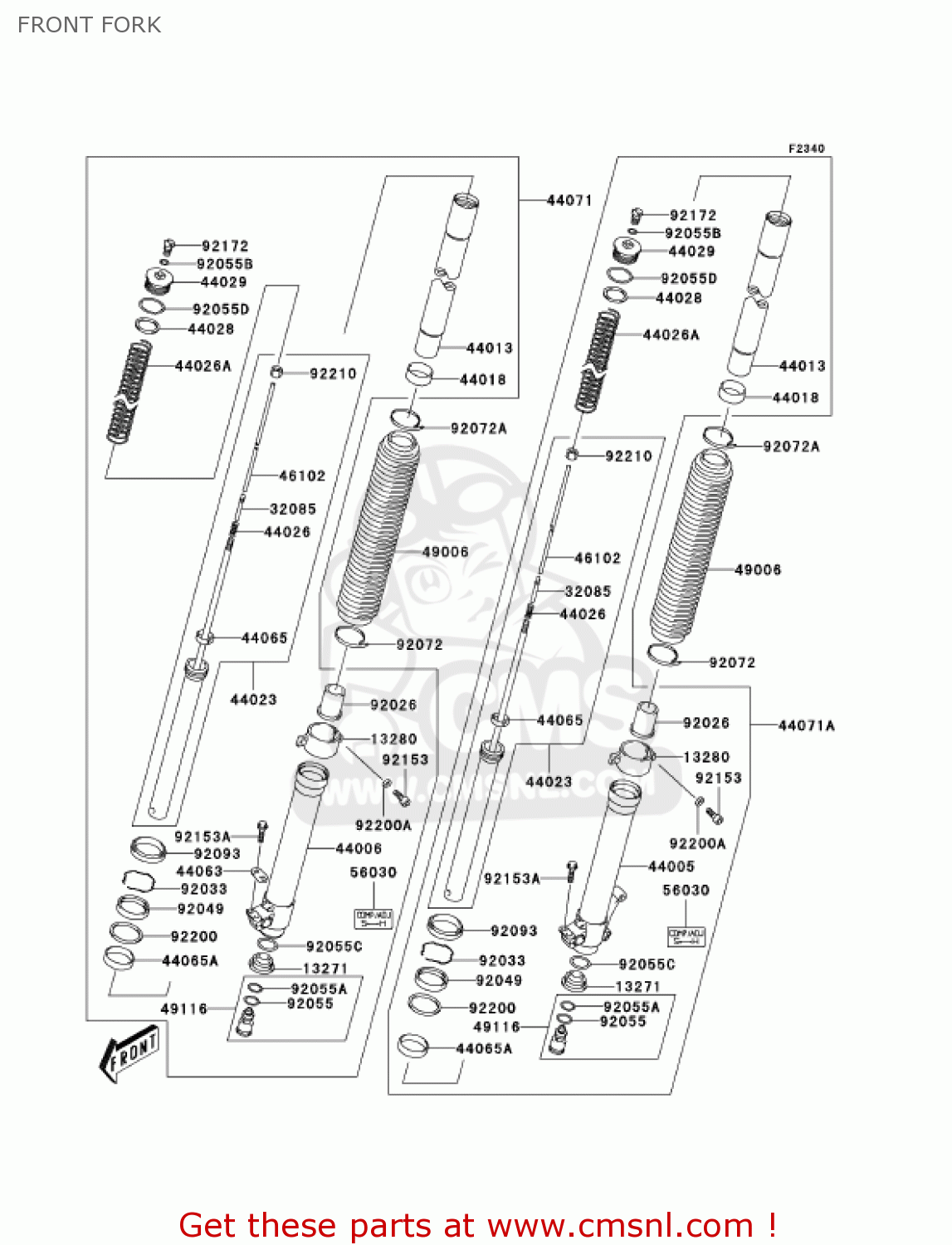FRONT FORK KLX400A1 KLX400SR 2003 USA CALIFORNIA