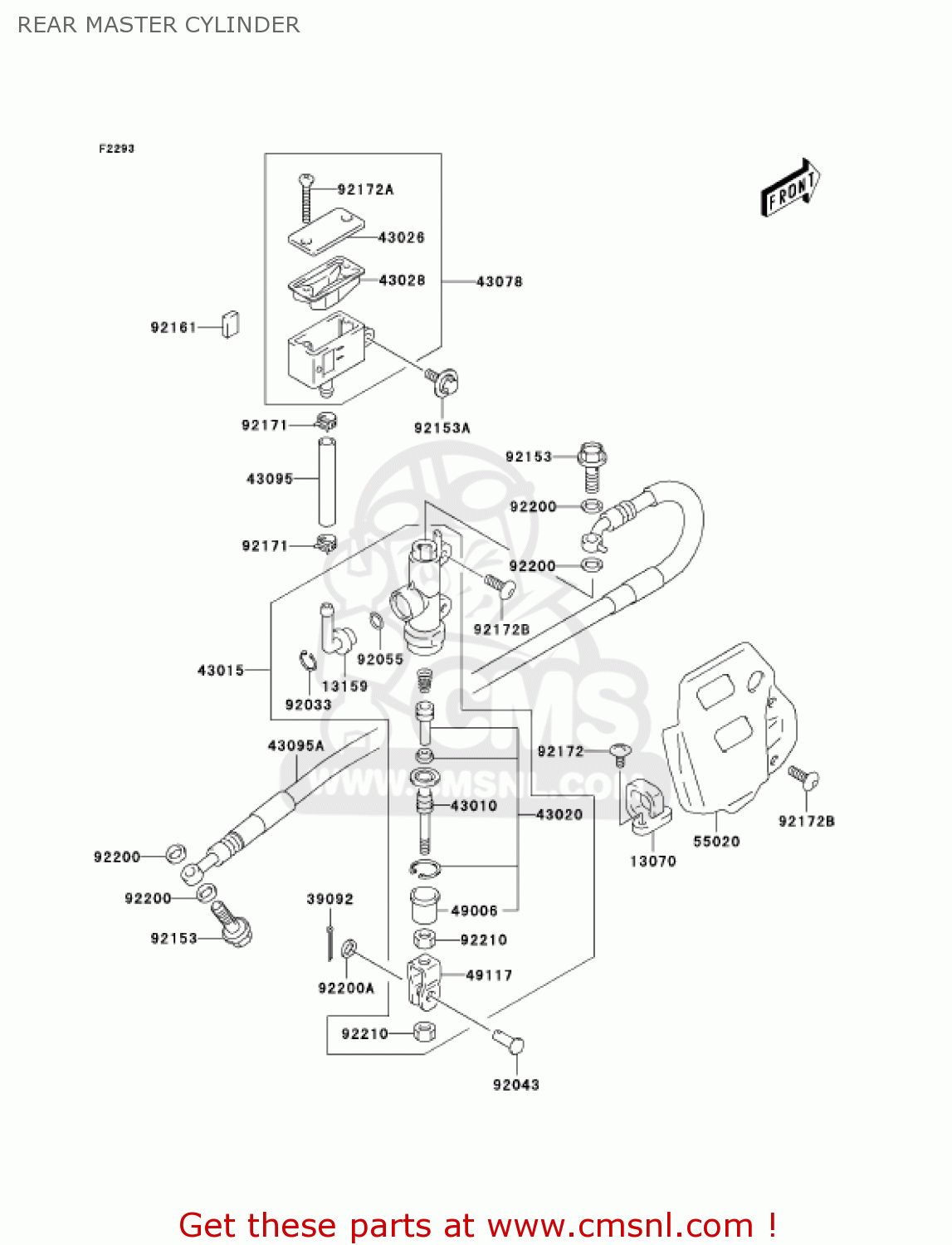 REAR MASTER CYLINDER KLX400A1 KLX400SR 2003 USA CALIFORNIA