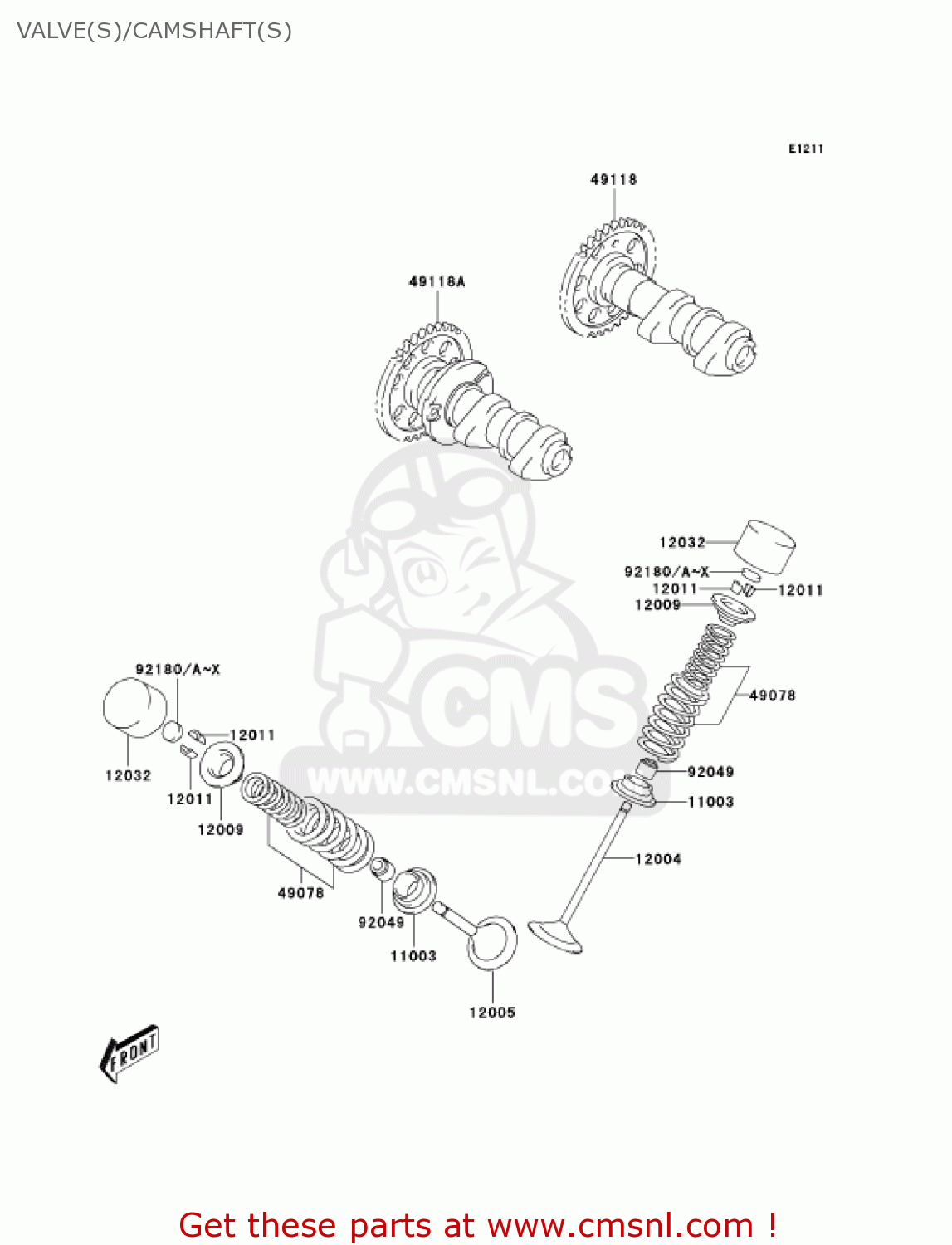 VALVE(S)/CAMSHAFT(S) KLX400A1 KLX400SR 2003 USA CALIFORNIA
