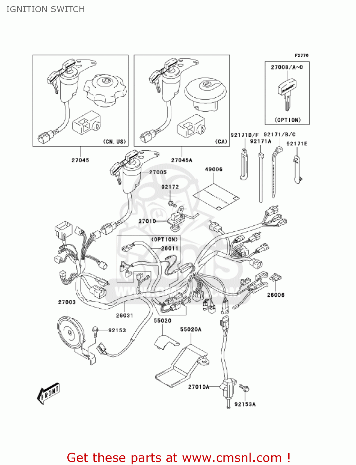 IGNITION SWITCH KLX400A1 KLX400SR 2003 USA CALIFORNIA