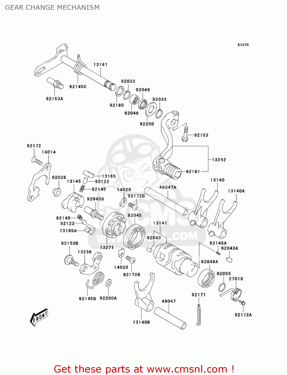 GEAR CHANGE MECHANISM KLX400A1 KLX400SR 2003 USA CALIFORNIA