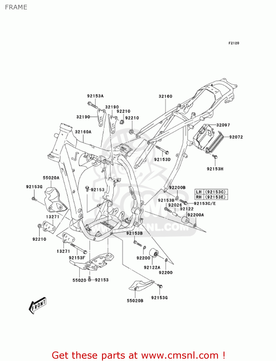 FRAME KLX400A1 KLX400SR 2003 USA CALIFORNIA
