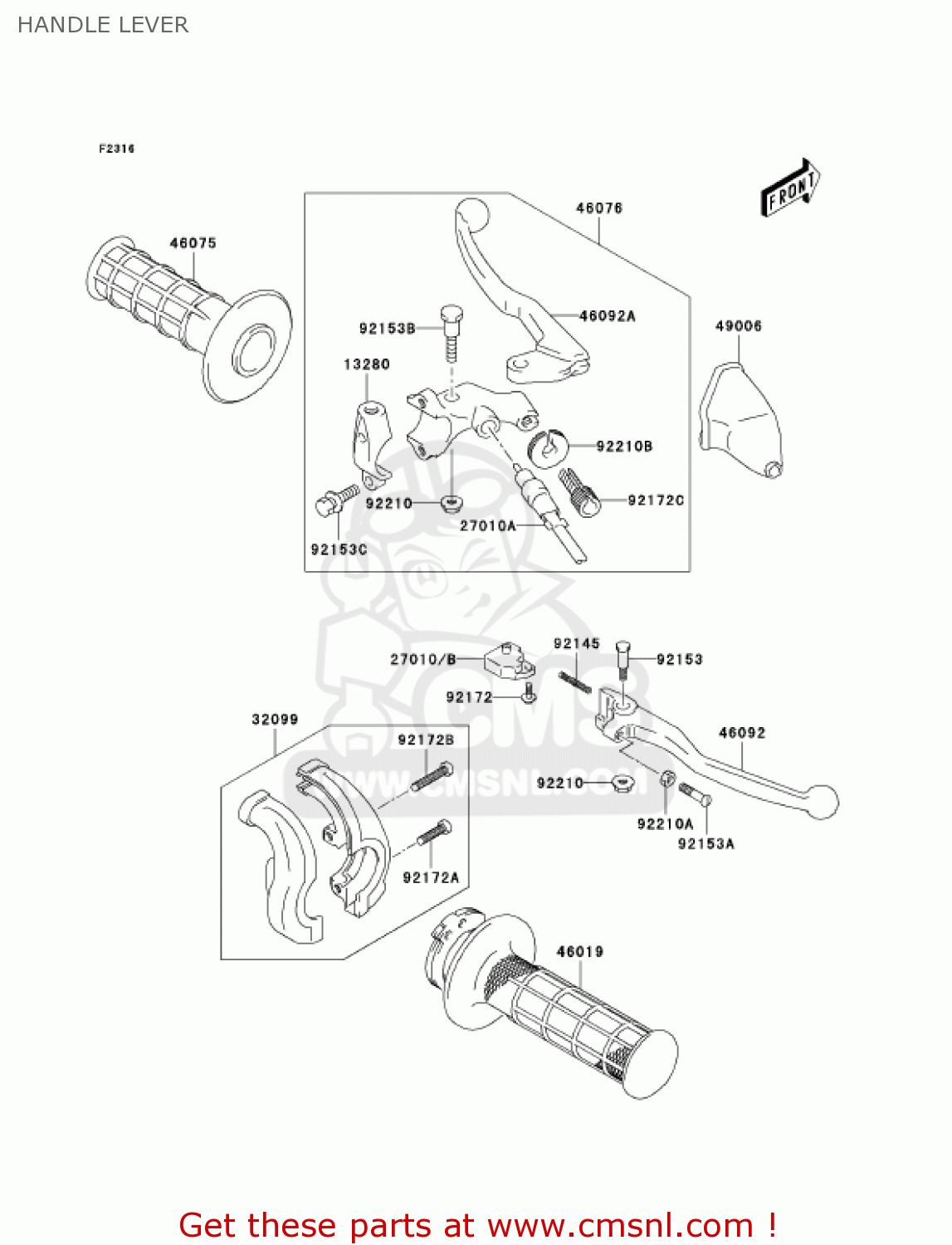 HANDLE LEVER KLX400A1 KLX400SR 2003 USA CALIFORNIA