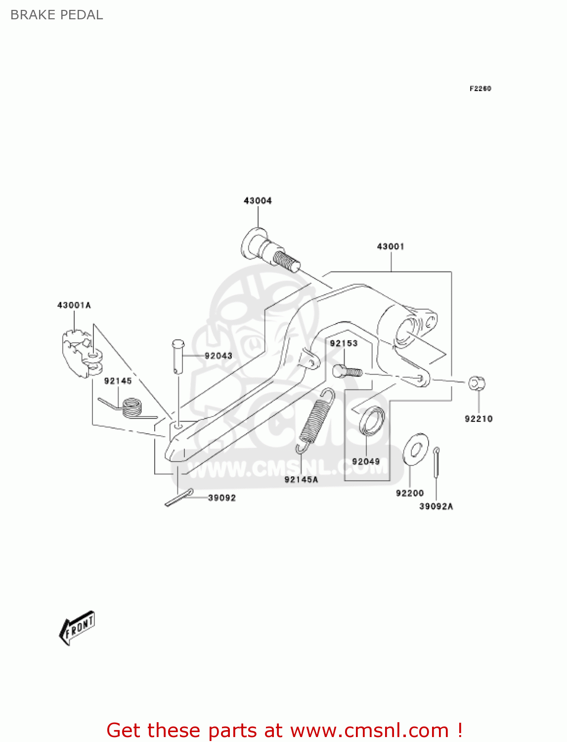 BRAKE PEDAL KLX400A1 KLX400SR 2003 USA CALIFORNIA