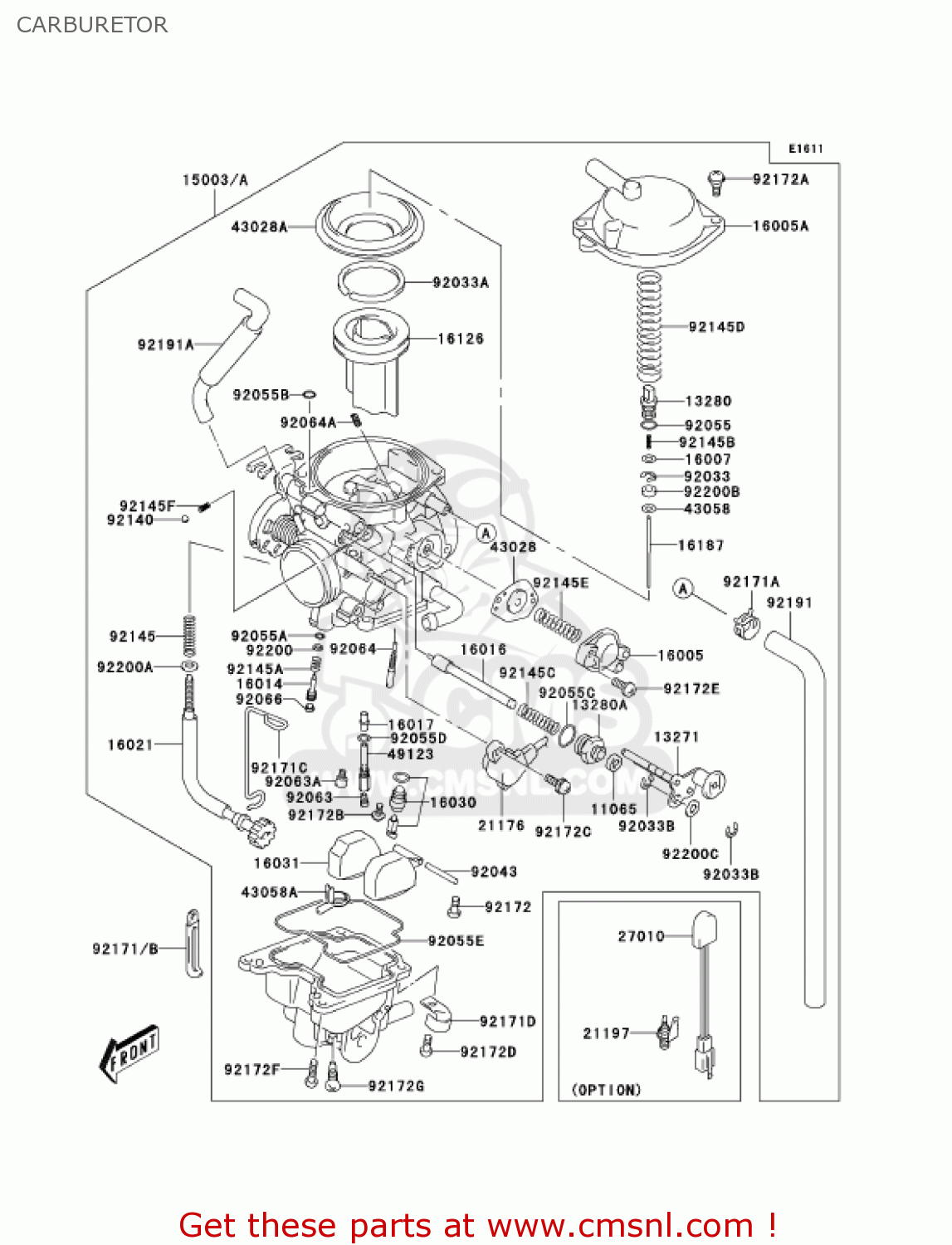 CARBURETOR KLX400A2 2004 USA CALIFORNIA CANADA