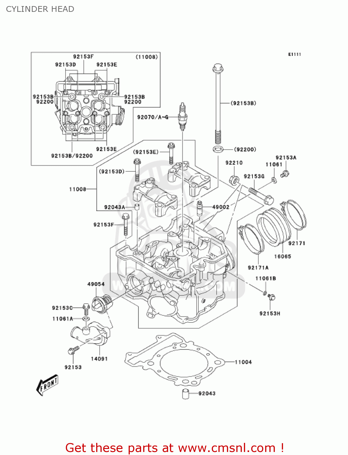 CYLINDER HEAD KLX400A2 2004 USA CALIFORNIA CANADA