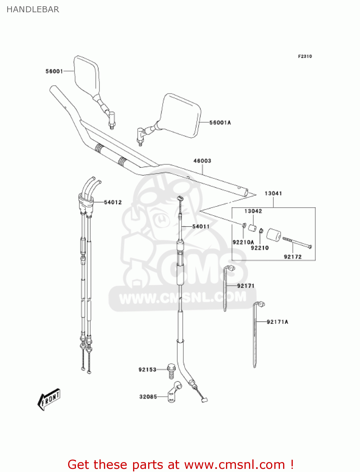 HANDLEBAR KLX400A2 2004 USA CALIFORNIA CANADA