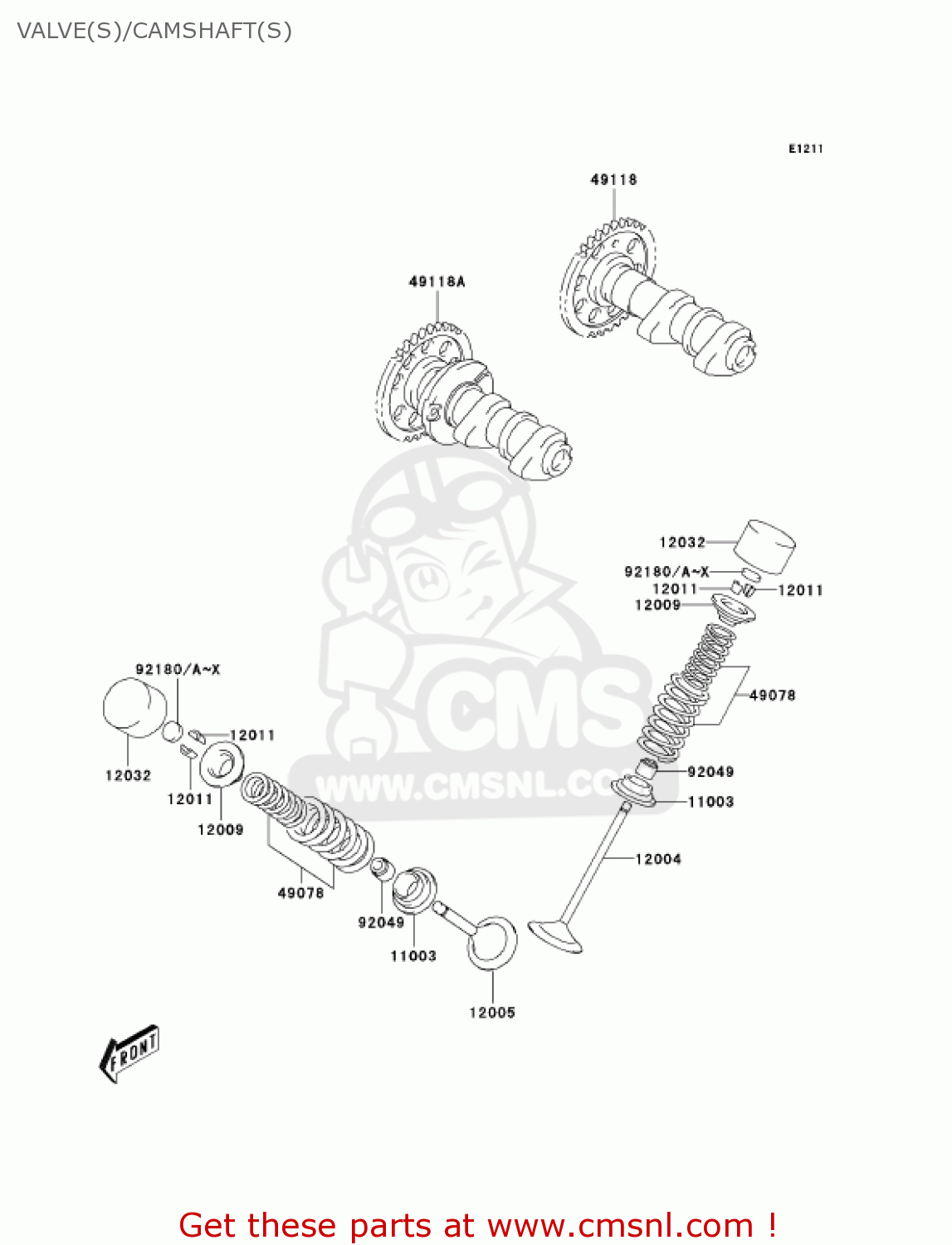 VALVE(S)/CAMSHAFT(S) KLX400A2 2004 USA CALIFORNIA CANADA