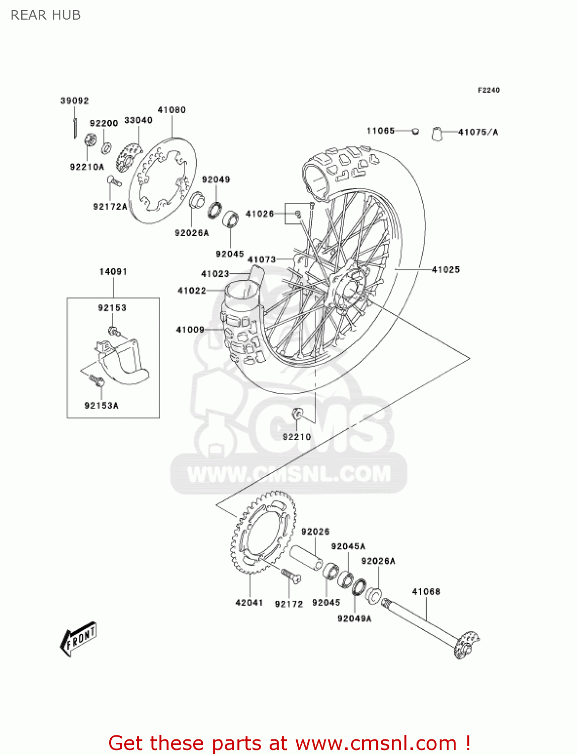 REAR HUB KLX400A2 2004 USA CALIFORNIA CANADA