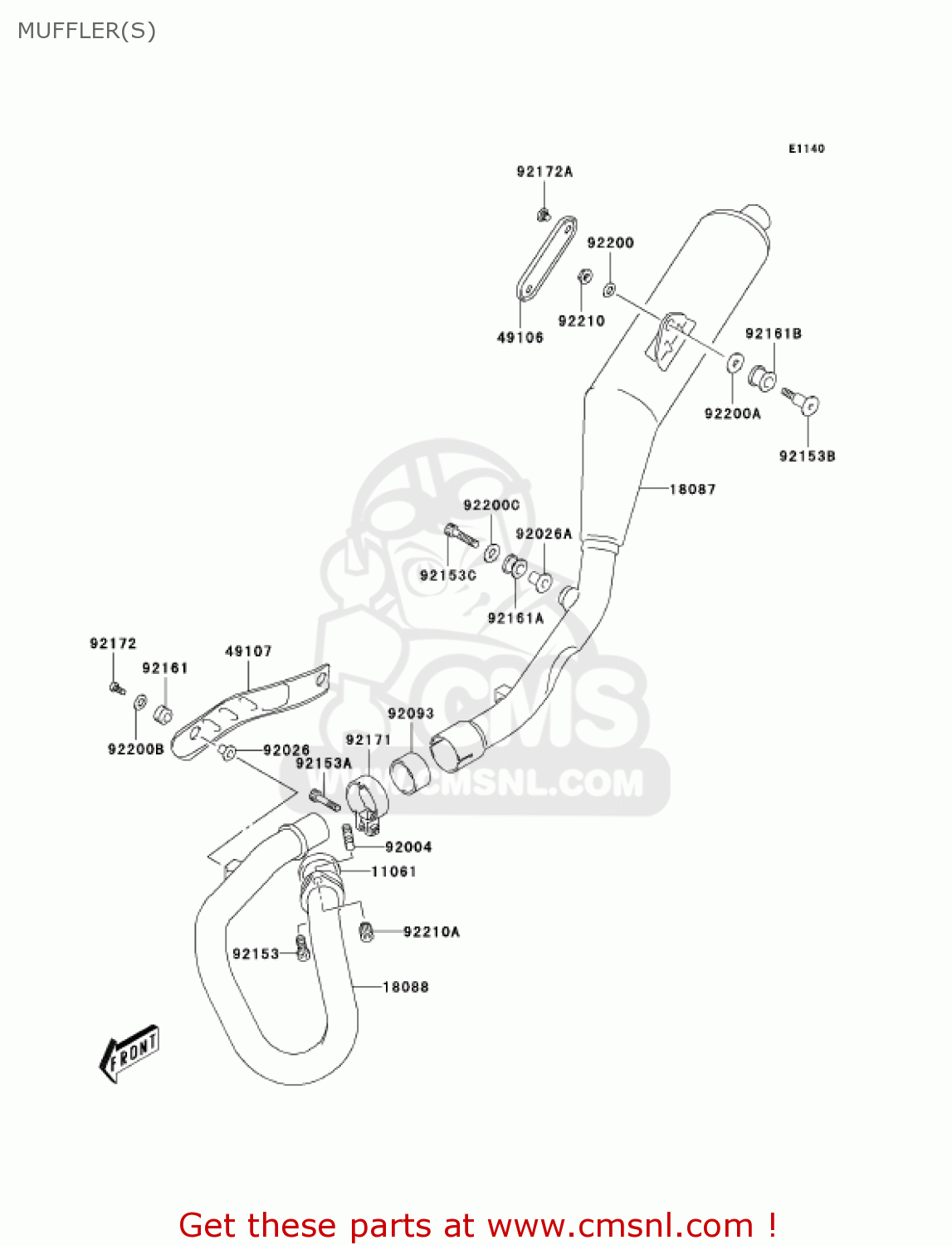 MUFFLER(S) KLX400A2 2004 USA CALIFORNIA CANADA