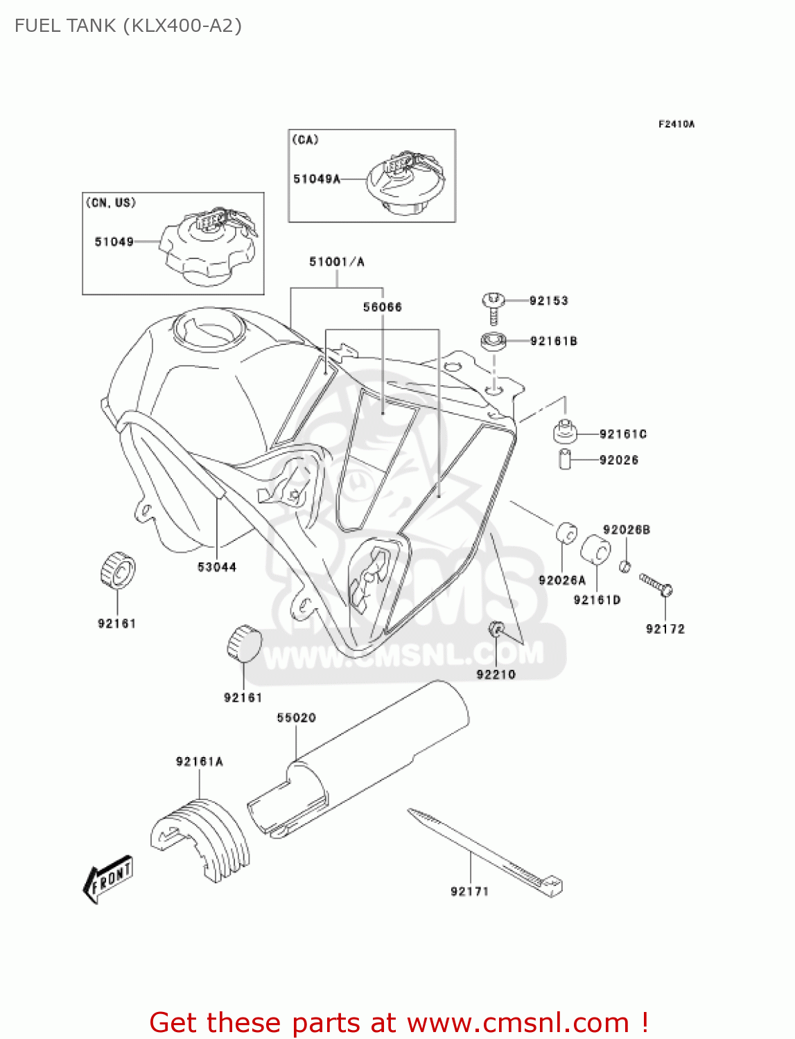 FUEL TANK (KLX400-A2) KLX400A2 2004 USA CALIFORNIA CANADA