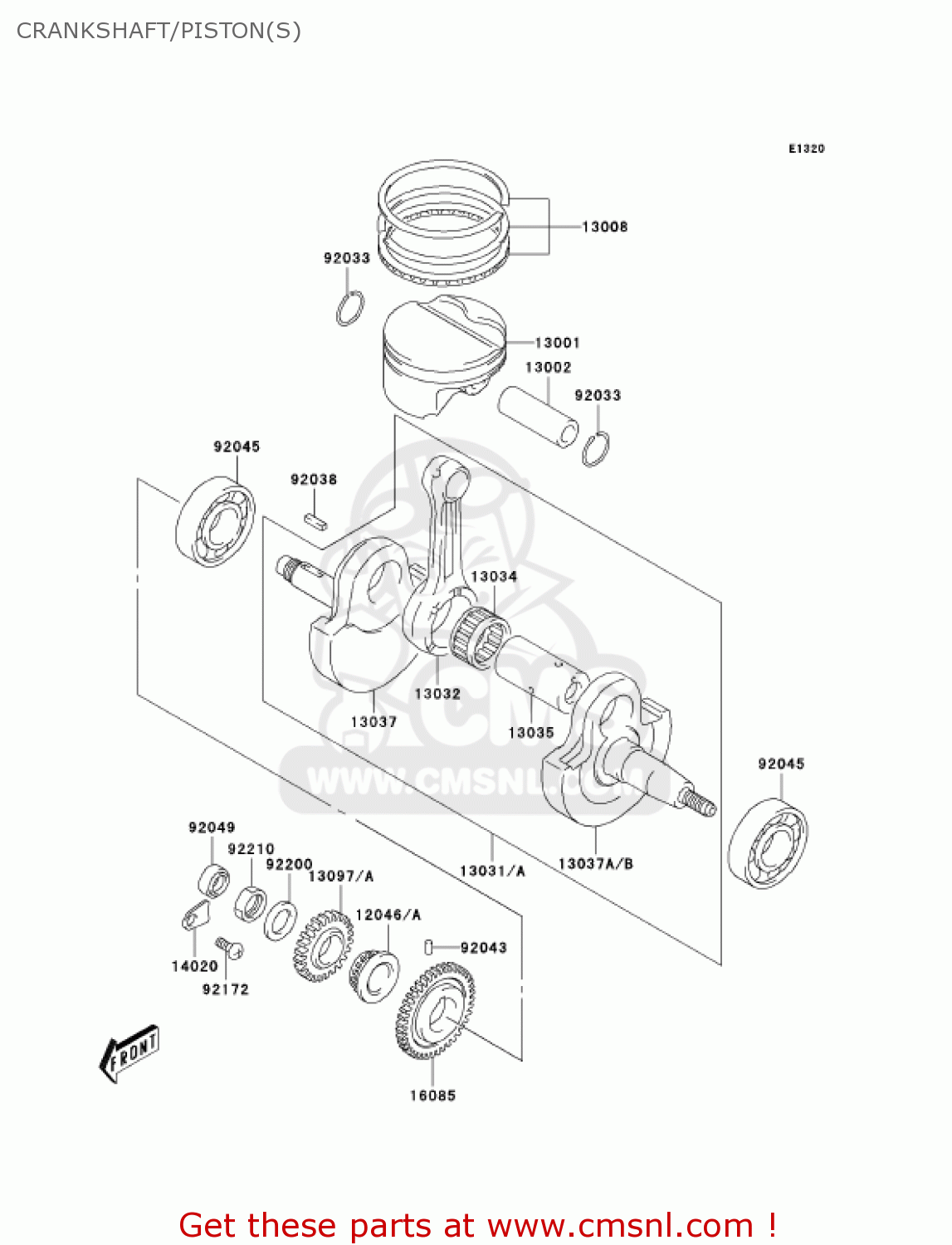 CRANKSHAFT/PISTON(S) KLX400A2 2004 USA CALIFORNIA CANADA
