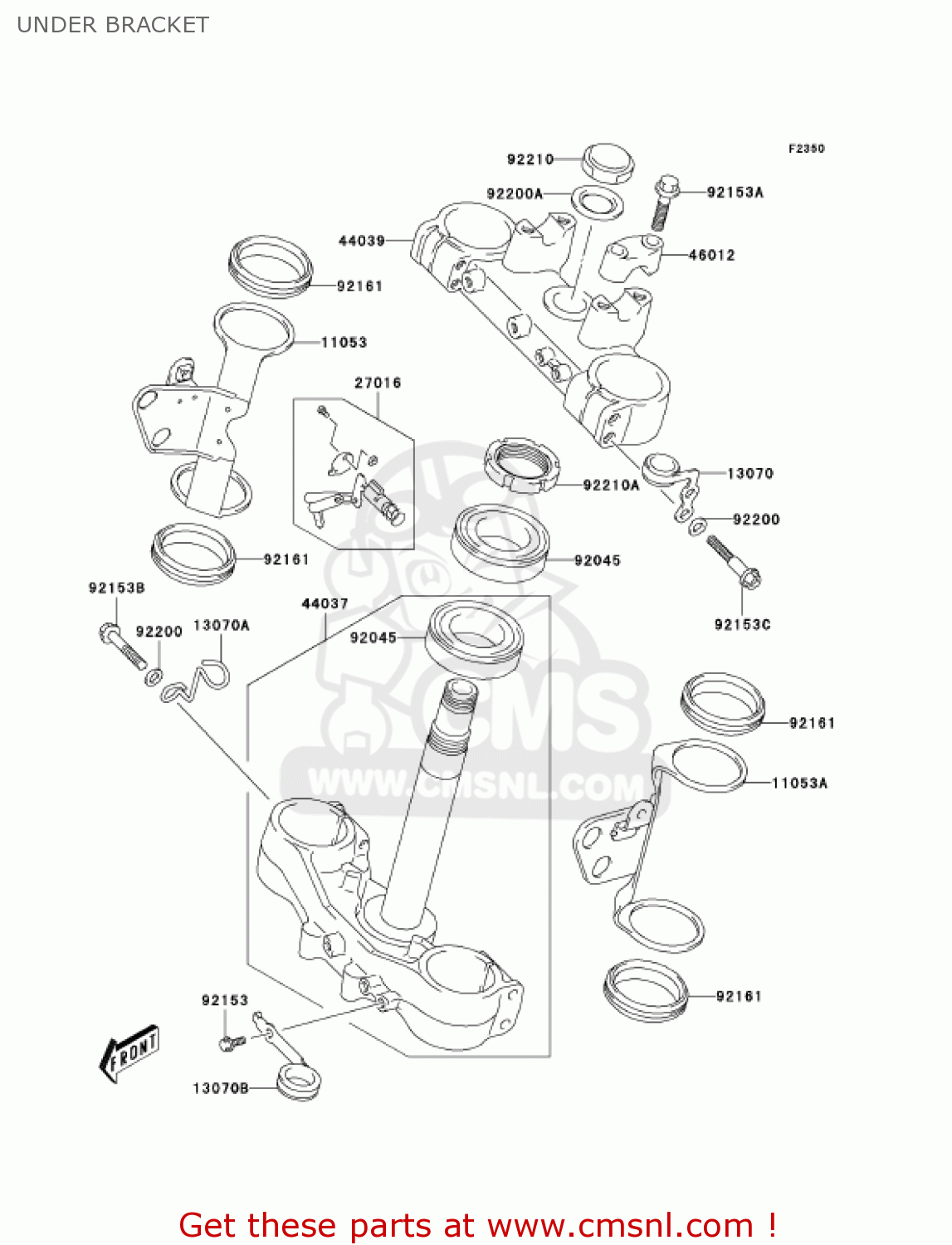 UNDER BRACKET KLX400A2 2004 USA CALIFORNIA CANADA
