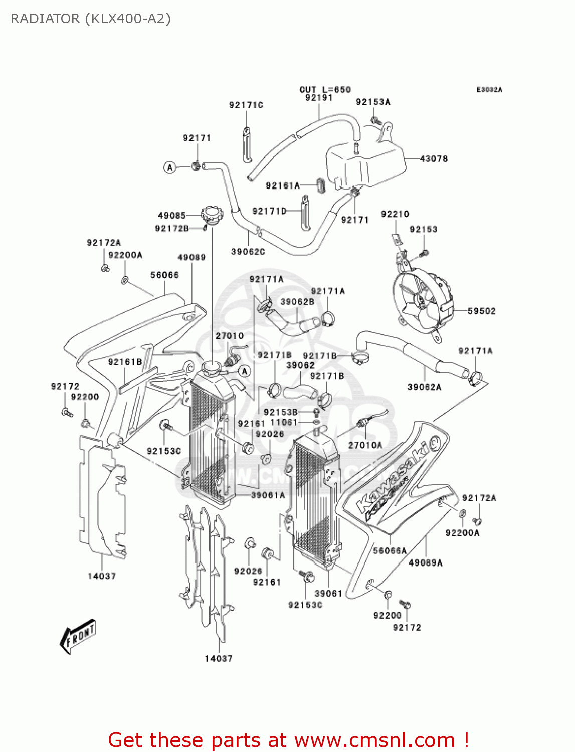 RADIATOR (KLX400-A2) KLX400A2 2004 USA CALIFORNIA CANADA