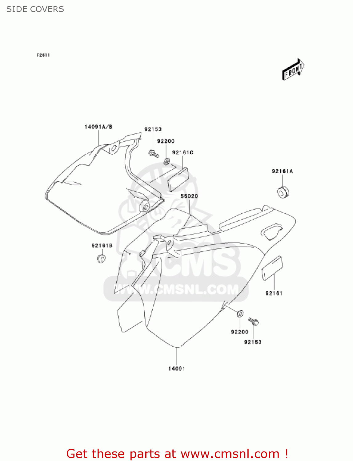 SIDE COVERS KLX400A2 2004 USA CALIFORNIA CANADA