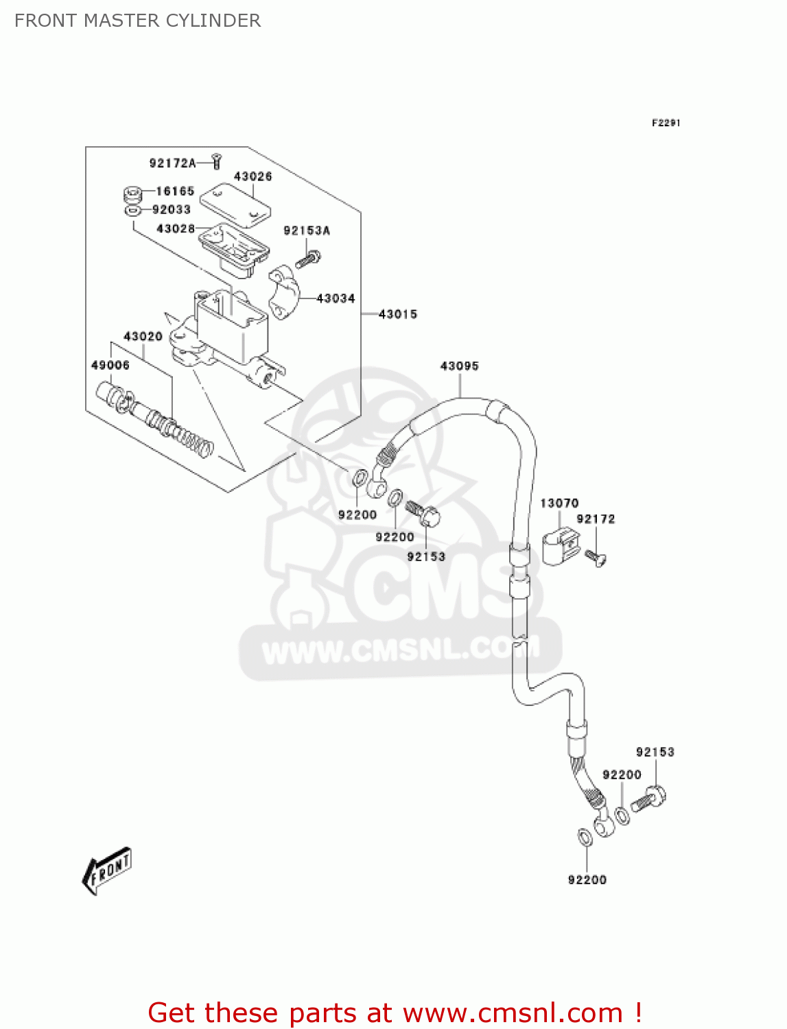 FRONT MASTER CYLINDER KLX400A2 2004 USA CALIFORNIA CANADA