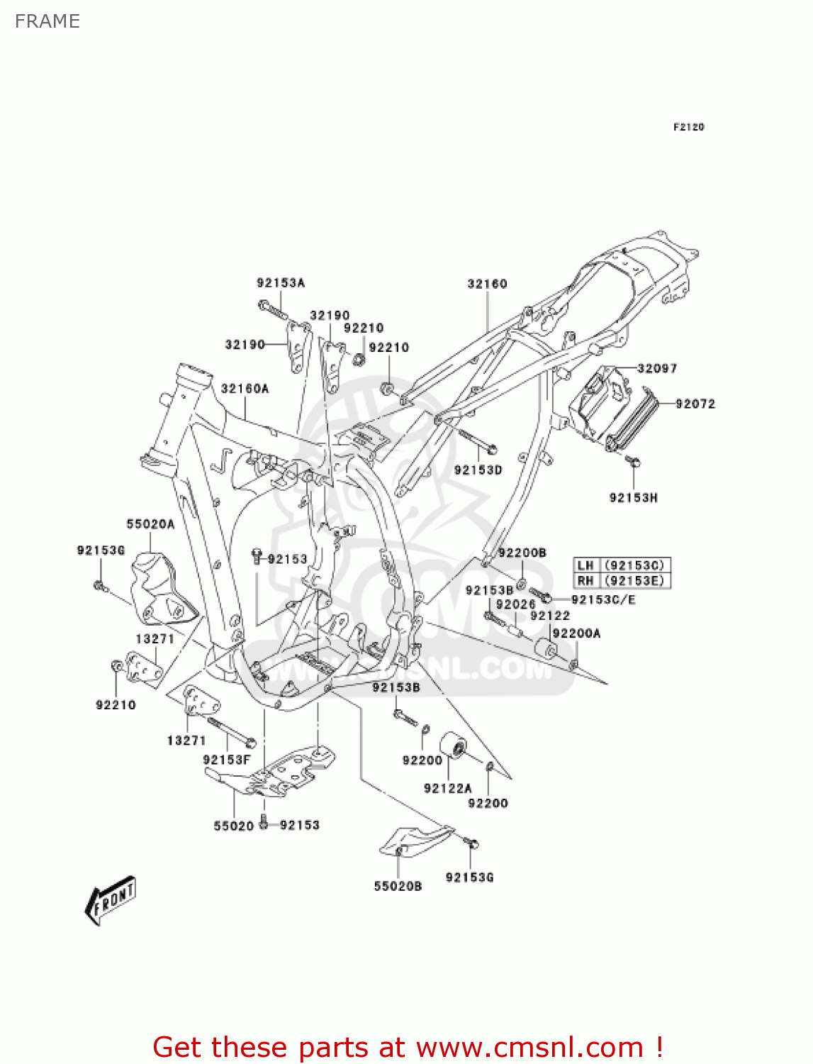 FRAME KLX400A2 2004 USA CALIFORNIA CANADA